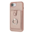 thumbnail image 3 of Compatible with iPhone 16e Wallet Phone Case,360°Rotation Finger Ring Holder Kickstand,with Card Holder,Lychee Pattern PU Leather Durable Shockproof Rugged Phone Case,Rosegold, 3 of 11