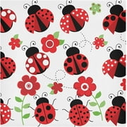 Bestwell Cloth Napkin Ladybug Cute Red Flower Kitchen Dining Table Decor for Family Gathering Dinner Napkin Festive Holiday Seasonal Gift Winter Spring Summer Autumn 1 Pack 20" 20"