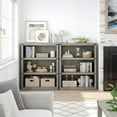 thumbnail image 3 of 3 Tier Bookcase,Retro Open Display Bookshelf with Storage,40" Low Modern Farmhouse Bookshelf for Home Office （Grey 40.0" H x 31.5" W x 12.2 D）, 3 of 7