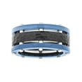 thumbnail image 3 of Men’s Stainless Steel Black & Blue IP Hammered Finish Band – Mens Ring, 3 of 5