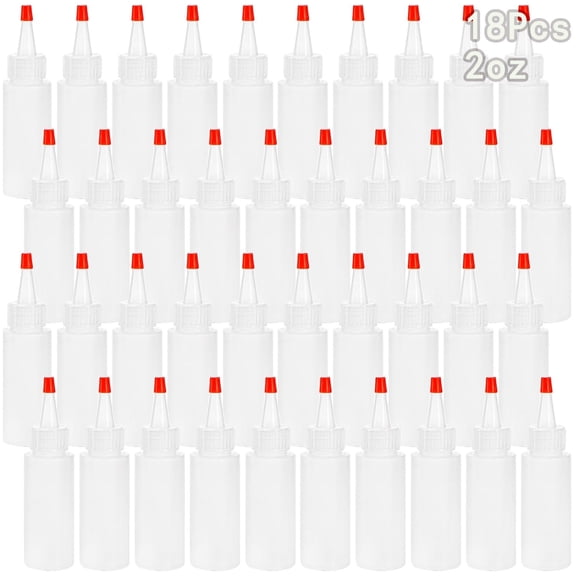 18 Pcs Tutuviw 2 Oz Plastic Squeeze Condiment Bottles with Red Tip Caps Small Empty Refillable Bottles Container Squirt Bottle for Paints Arts Craft Sauce Ketchup Oil Icing Cookie BBQ Syrup