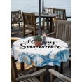 thumbnail image 2 of Outdoor Tablecloth with Umbrella Hole for Patio/Picnic/Party/Camping, Coastal Starfish Waterproof Table Cloth Round Cover Washable, Summer Ocean Sea Shells Conch Wood Gray (Dia 54"), 2 of 8