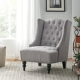 thumbnail image 3 of CLUB CHAIR Wingback Birch Wood Legs Button-tufted Diamond Stitch, 3 of 5