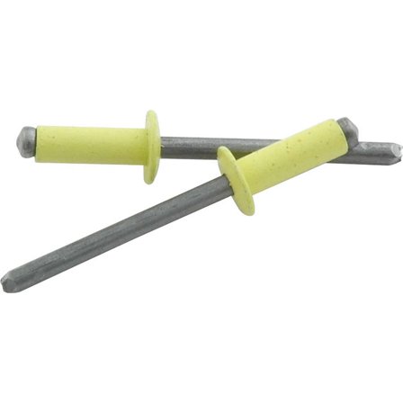 Allstar Performance ALL18138 Rivet - 3/8 in Head - 3/16 in Steel Mandrel - 1/4-3/8 in Grip Range - Aluminum - Yellow Paint - Set of 250