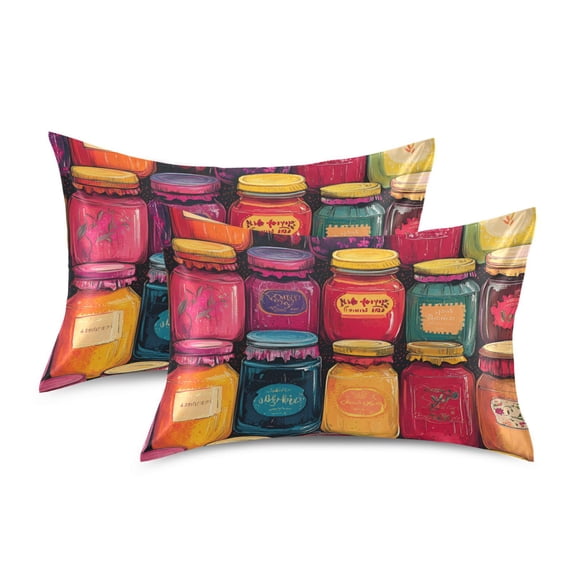 Yayeee Pillowcase Standard Size Set of 2 Satin Wrinkle Resistant Pillow Case, Purple Jar
