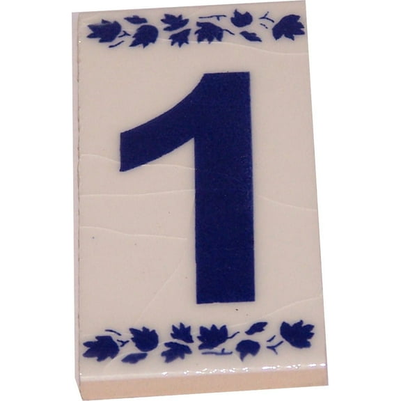 Numeral One painted tile from Jerusalem - 3x1.5 Inches - Asfour Outlet Trademark