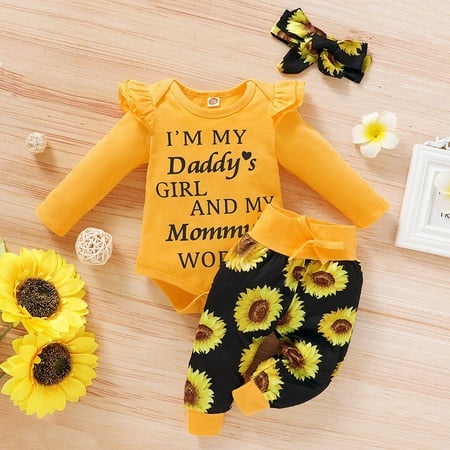 

Maxcozy Newborn Baby Girls Clothes Romper +Pants+Headband Outfits Set Tracksuit