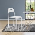 thumbnail image 1 of Dining Chairs, Stackable Modern Kitchen Chairs, Plastic Dining Room Chair with Metal Legs, Easy Assembly, Waterproof & Stain-Resistant, Suitable for Indoor and Outdoor, White, 1 of 7