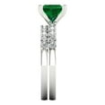 thumbnail image 3 of Clara Pucci 18K White Gold 2.63 Simulated Emerald Engraveable Engagement Ring + Wedding Band Set, 3 of 7