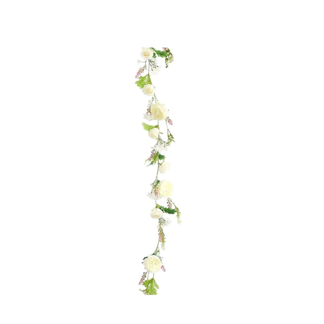 SLYNSHome Flower Garland Artificial Rose Vine with Green Leaves White Hanging Fake Roses Rattan for Room Party Home Wedding Arch Spring Summer Decor