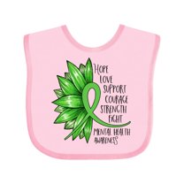 Inktastic Mental Health Awareness Green Sunflower Ribbon Boys or Girls Baby Bib