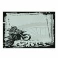 thumbnail image 1 of Motorcycle Cutting Board, Motocross Racer Image Grungy Background Poster Style Monochromic Art Print, Decorative Tempered Glass Cutting and Serving Board, Small Size, Black White, by Ambesonne, 1 of 1