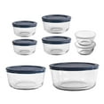 thumbnail image 1 of Anchor Hocking 16pc Round Glass Food Storage Box Set with Navy lids, 1 of 3
