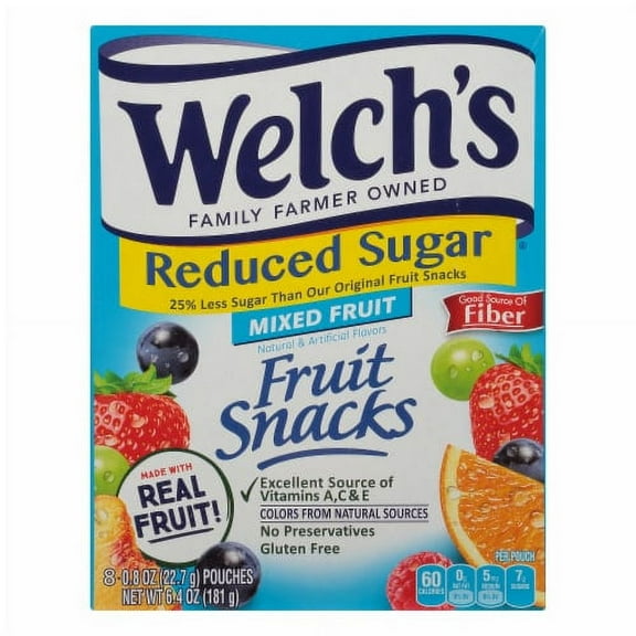 2X-Welch's Reduced Sugar Mixed Fruit Fruit Snacks - 0.8 oz - 8 ct