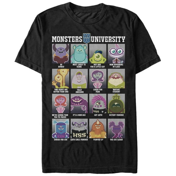 Men's Monsters Inc Yearbook Page Graphic Tee Black Small