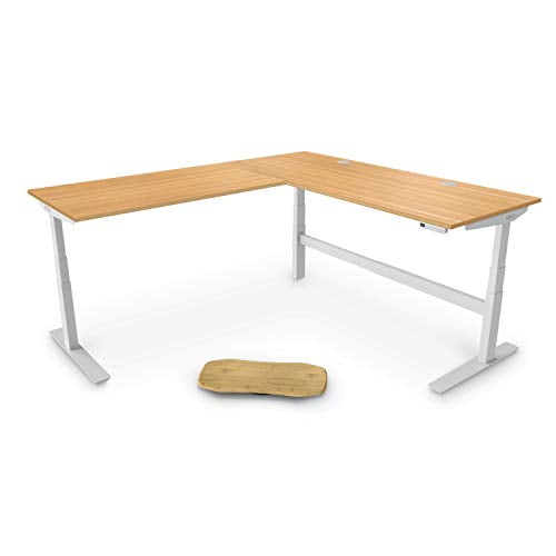 UPLIFT Desk V2 Bamboo Standing Desktop Standing Desk, LShaped Height