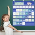 thumbnail image 2 of VogueV Classroom Monthly Calendar Pocket Chart, Black 71Cm Nylon Pocket Organizer for 2.75" Cards, Homeschool Teaching Must-Have, Wall-Hanging Schedule Display, A Card Hanging Pocket, 2 of 8
