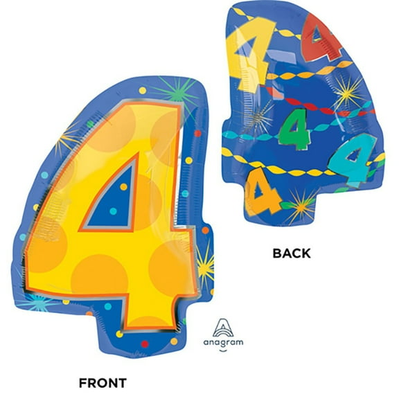 Loftus International A3-5763 18 in. Number 4 Confetti Dots Junior Shape Balloon