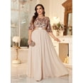 thumbnail image 3 of Plus Size Champagne Sequin Chiffon Evening Dress Elegant A-Line Maxi Gown, 3 of 12