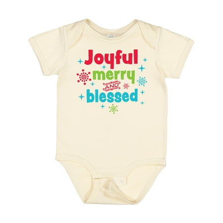 

Inktastic Christmas Joyful Merry and Blessed with Snowflakes Gift Baby Boy or Baby Girl Bodysuit