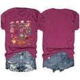 thumbnail image 4 of Blusas de Verano de las Mujeres Flor Impresa Cuello Redondo Manga Corta Superior, Verano Superior de las Mujeres, 4 of 4