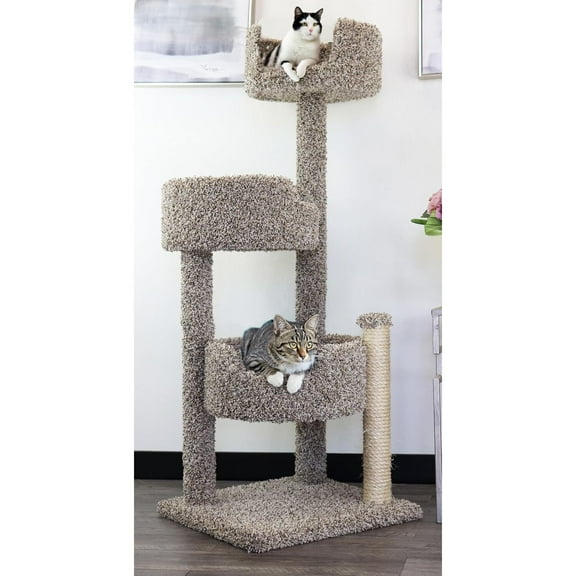 New Cat Condos Deluxe Cat Tree - 52" Cat Tower for Large Cats - Scratching Posts & Beds-Color:?Speckled