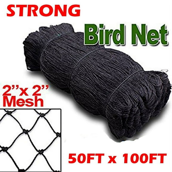 STRONG 50ft x 100ft Nylon 2-Inch Mesh Anti Bird Poultry Netting for Fruit Trees Used As Bird Netting for Chicken Coop, Garden Netting, Plant Netting, Tree Protectors, Aviary Netting