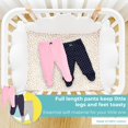 thumbnail image 3 of Spasilk Baby Girls Cotton Pull on Footie Pants Leggings with Feet, Pack of 3, Pink & Navy, 3 of 7
