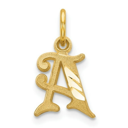 Diamond2Deal 14k Yellow Gold Letter A Initial Charm Pendant for Women(L- 12.71 mm, W- 9.67 mm)