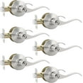 thumbnail image 1 of Satin Nickel Door Handle Interior Brushed Nickel Passage Door Lever for Hall and Closet Keyless Door Lock Set Reversible for Left Right Sided Doors Leverset Handleset, 1 of 7