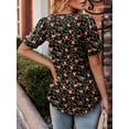 thumbnail image 4 of ONLYSHE Womens V-Neck Button Up T Shirts Short Sleeve Tunic Tops Loose Fit Henley Blouse, 4 of 5