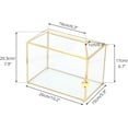 thumbnail image 3 of Small .‘‘ x .‘‘ x .‘‘ Glass Card Box with Slot & Lock for Wedding Reception Geometric Clear Envelops Box Suitable for x es Cards Gold (Slot Length cm) Handmade, 3 of 9