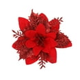 thumbnail image 2 of Cheers.US 6Pcs Glitter Christmas Flowers Christmas Tree Christmas Wreath Accessories Ornaments,5.5 Inch Artificial Poinsettia Flowers for Xmas Holiday Home Party Decor, 2 of 7