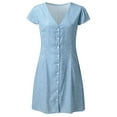 thumbnail image 4 of Sngxgn Women's Dresses Ribbed Long Sleeve Square Neck Tops Mini Dress(Light Blue,XXXL), 4 of 5