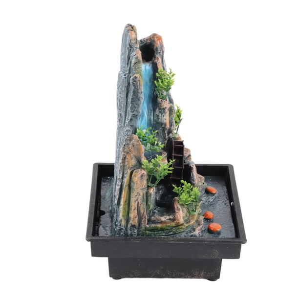 Fuentes De Mesa De Interior Desk Desk Rockery Decoratopns Fuente De Escritorio De Resina Ambiental Relajación Con Atomizador Y Luz Para La Oficina En Casa