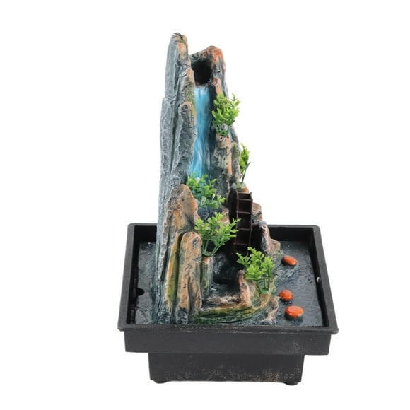 Fontaine en Résine de Bureau Fontaine de Cascade Intérieure Fontaine de Bureau Rocaille Décorative avec Atomiseur pour Maison Bureau