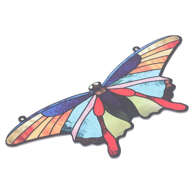 Adorno Colgante De Ventana De Mariposa De Vidriera Con Ventosa De Cadena Fina De 50cm ANGGREK
