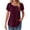 Burgundy, variant on Tiqkatyck Womens Tops Clearance, Womens Solid Color Casual Round Neck Pleated Line Chest Petal Short Sleeve T Shirt Top Blouse T Shirts for Women Dress Tops for Women Beige Shirt L