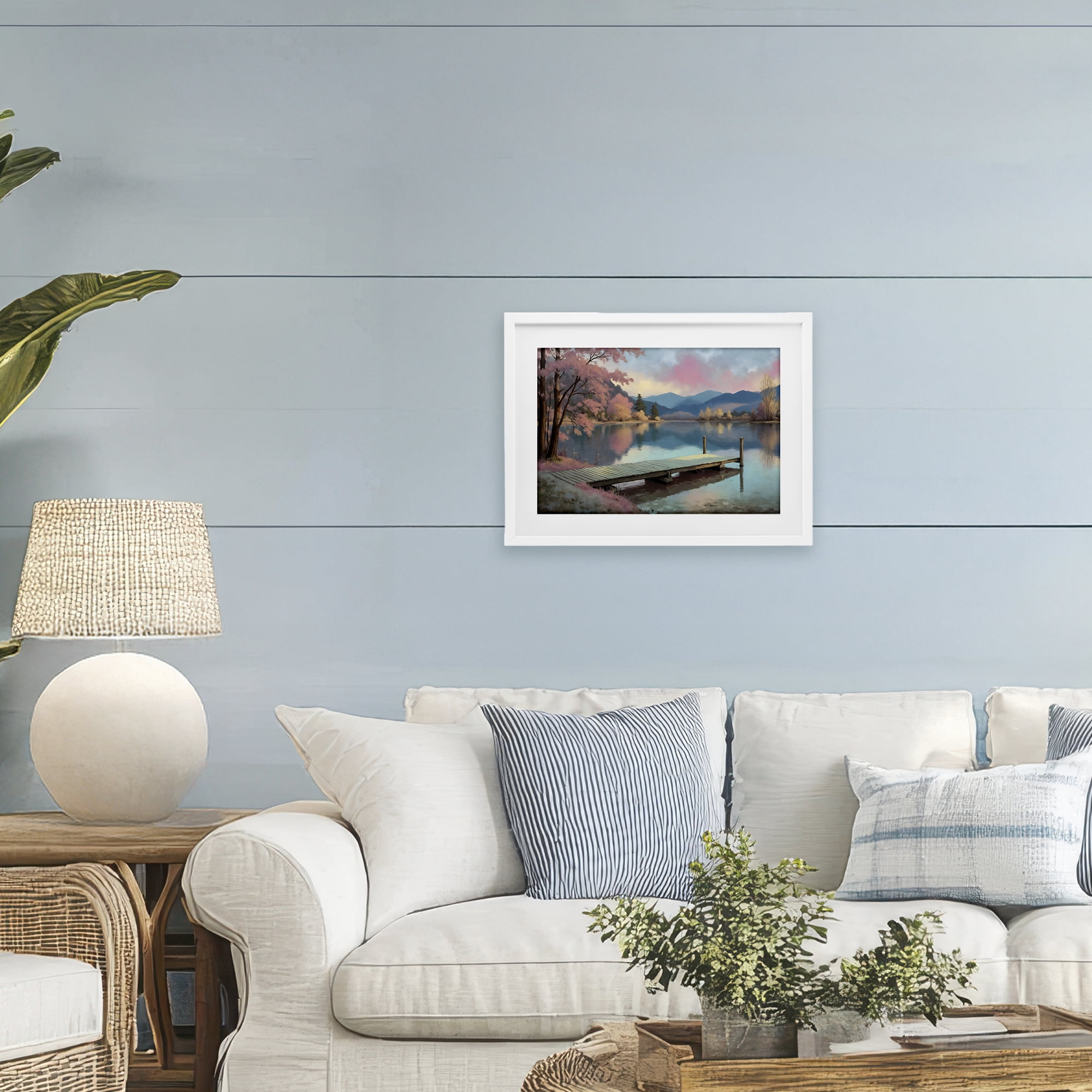 Stupell Industries Pink Dock at Sunset White Framed Print Under Glass, design by Creative Studio