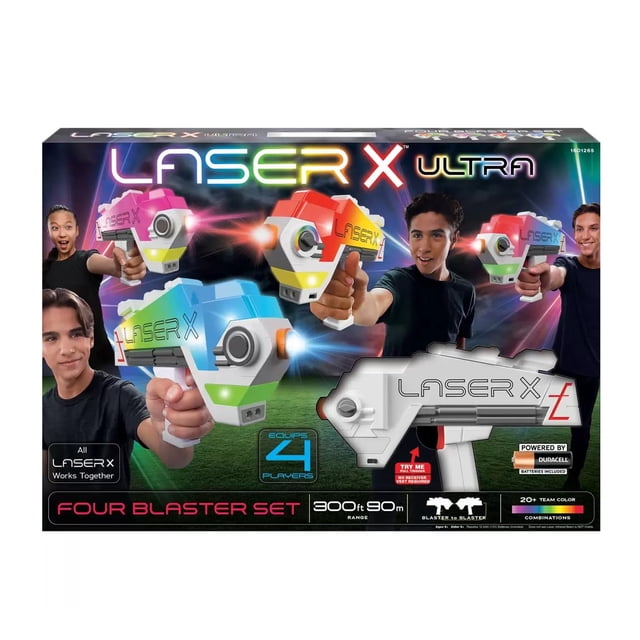 Kit Laser Tag Laser X Revolution Blaster-to-Blaster, paquete de 4