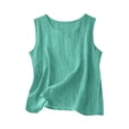 thumbnail image 2 of Women's Linen Sleeveless Tank Tops Summer Shirts Casual Blouses Light Green XL, 2 of 9