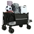 thumbnail image 3 of Collapsible Foldable Extended Wagon Cart with canopy,480lbs Weight Capacity, Heavy Duty Folding Utility Garden Cart with Big All-Terrain Beach Wheels & Drink Holders,Side Pocket,mosquito net, 3 of 12