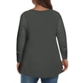 thumbnail image 6 of TQWQT Plus Size Tops for Women Loose Fall Cute Shirts Long Sleeve V Neck Solid Color Blouses 4x-5x Casual Trendy Tunics Dark Gray 3XL, 6 of 6