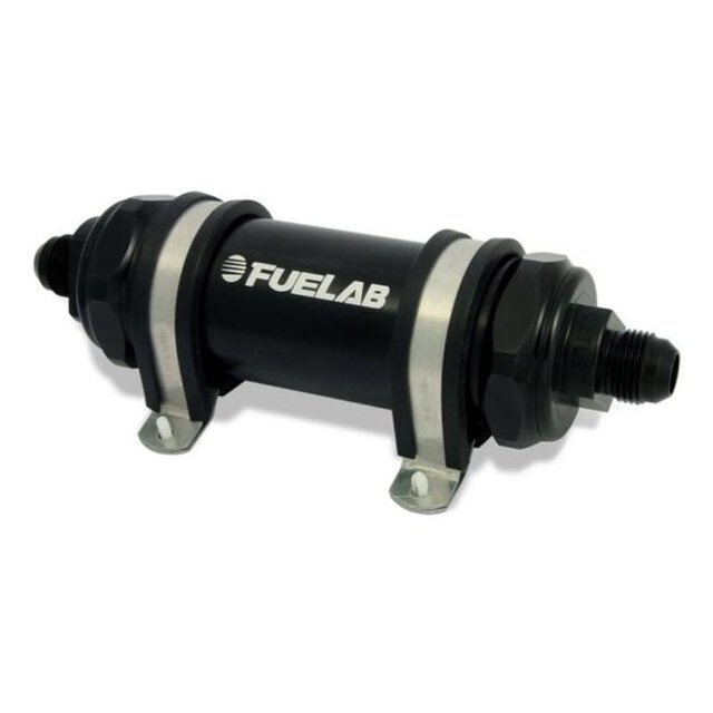 Fuelab 82802-1 828 -8AN In & Outlet 10 Micron Fabric Long In-Line Fuel Filter, Black