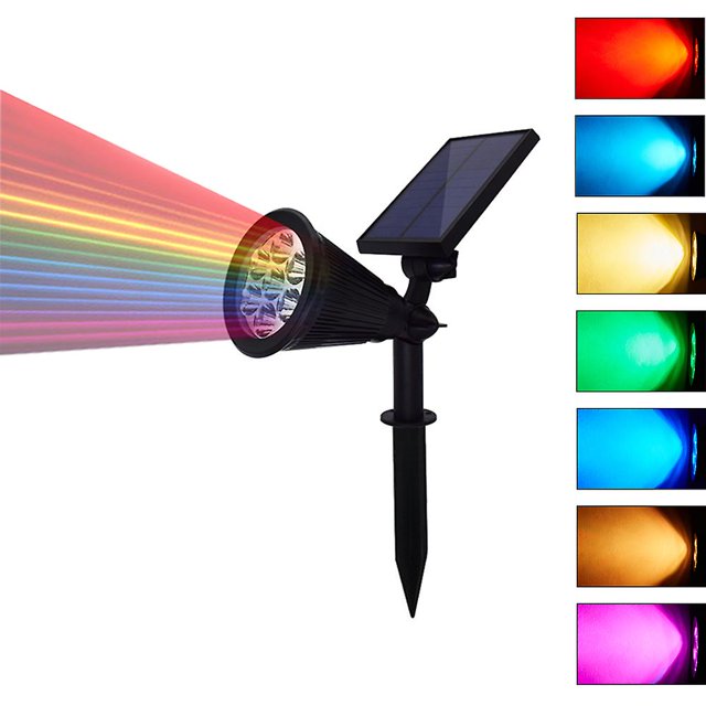 Foco de luz Led Solar para jardín, cambio automático, 7 colores, luz Solar para exteriores, Patio, iluminación de césped, impermeable, 1 Uds.