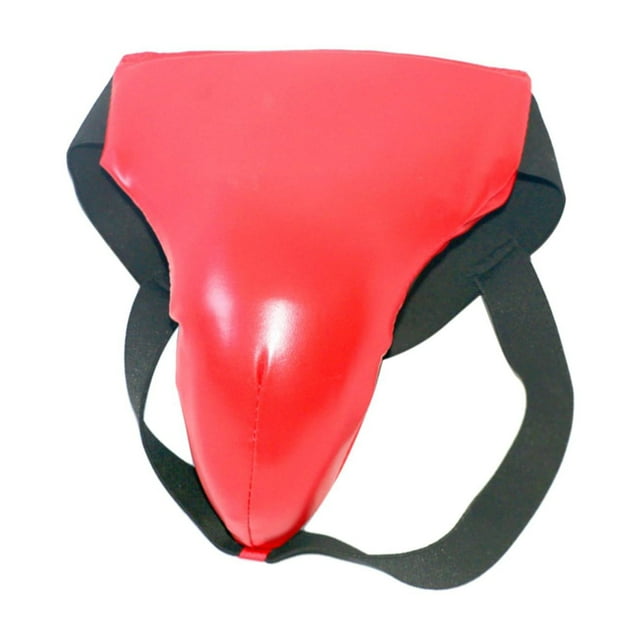 Protector de ingle, Jockstrap Protector de ingle Impermeable Transpirable Kung Fu PU Taekwond Equipo de protección para boxeo, Sanda, Mma, Equipo de Rojo