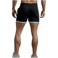 thumbnail image 3 of IYTR Men's Casual Elastic Waist Drawstring Athletic Shorts Summer Fashion Solid Color Patchwork Running Workout Gym Shorts Black S, 3 of 3