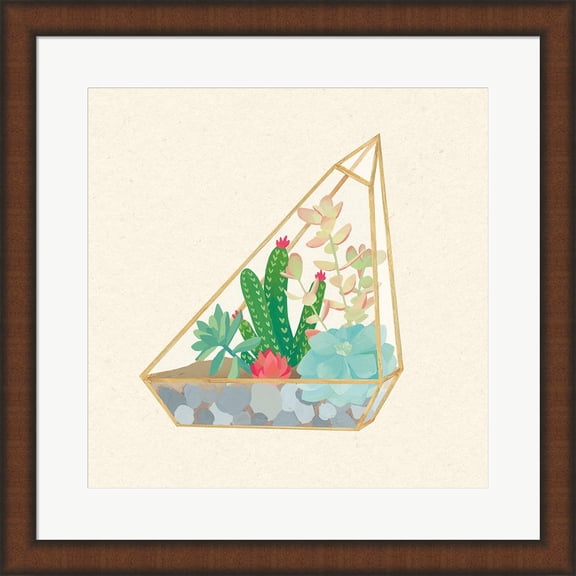 Succulent Terrarium V by Wild Apple Portfolio, Framed Wall Art, 19.75W x 19.75H