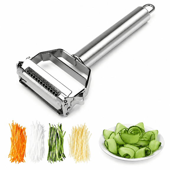 Verdlora Vegetable Peeler,Stainless Steel 2 in 1 Julienne Vegetable Peeler,Vegetable Spaghetti Spiralizer Slicer Easy Spiral Zucchini Noodle Carrot,Peeling Knife Scraping Knife Stainless Steel