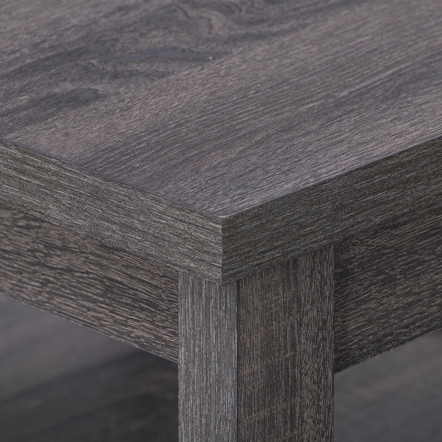 CorLiving Hollywood Dark Grey Faux Wood Square Indoor Side Table with Shelf